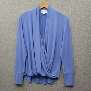 VERONICA M VISTA CUPRO DRAPED SURPLICE TOP,  SIZE L